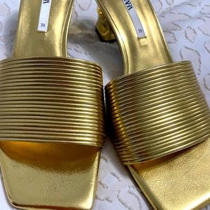 Zara Gold Slide Sandals